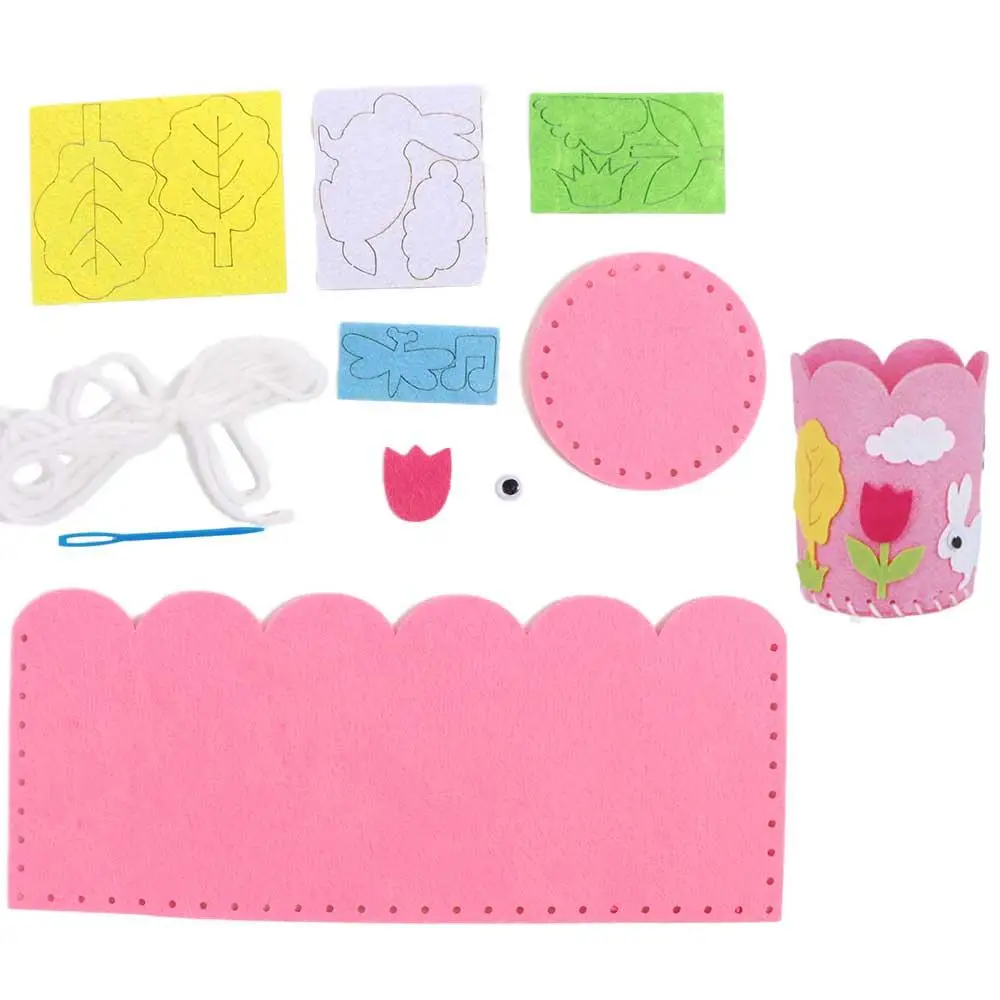 Pack de matériel de dessin animé pour enfants, artisanat d'art, bricolage, travail manuel, conteneur de stylo, porte-stylo, non tissé