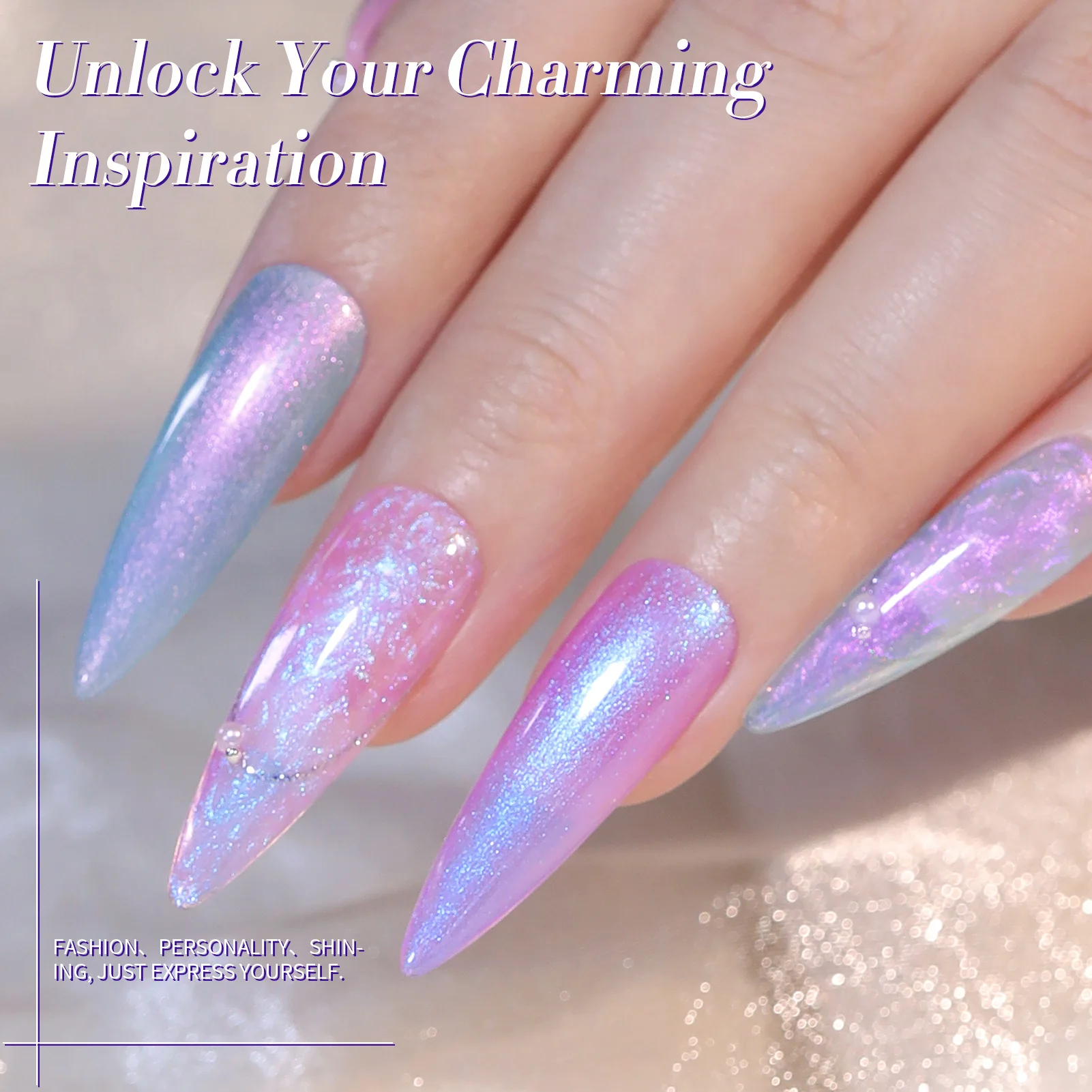 BORN PRETTY 6-teiliges Auroras Thread Shell Gel Nagellack-Set 7ML Weiße Perlentextur Semi-Permanenter Soak-Off Nagelkunst-Gel-Lack – Detail 4