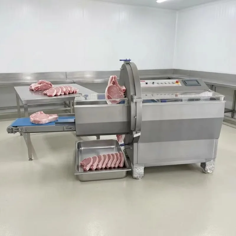 Electric Frozen Bone Saw Machine Stainless Steel Automatic Adjustable Thickness Meat Cutter Pig Sheep
