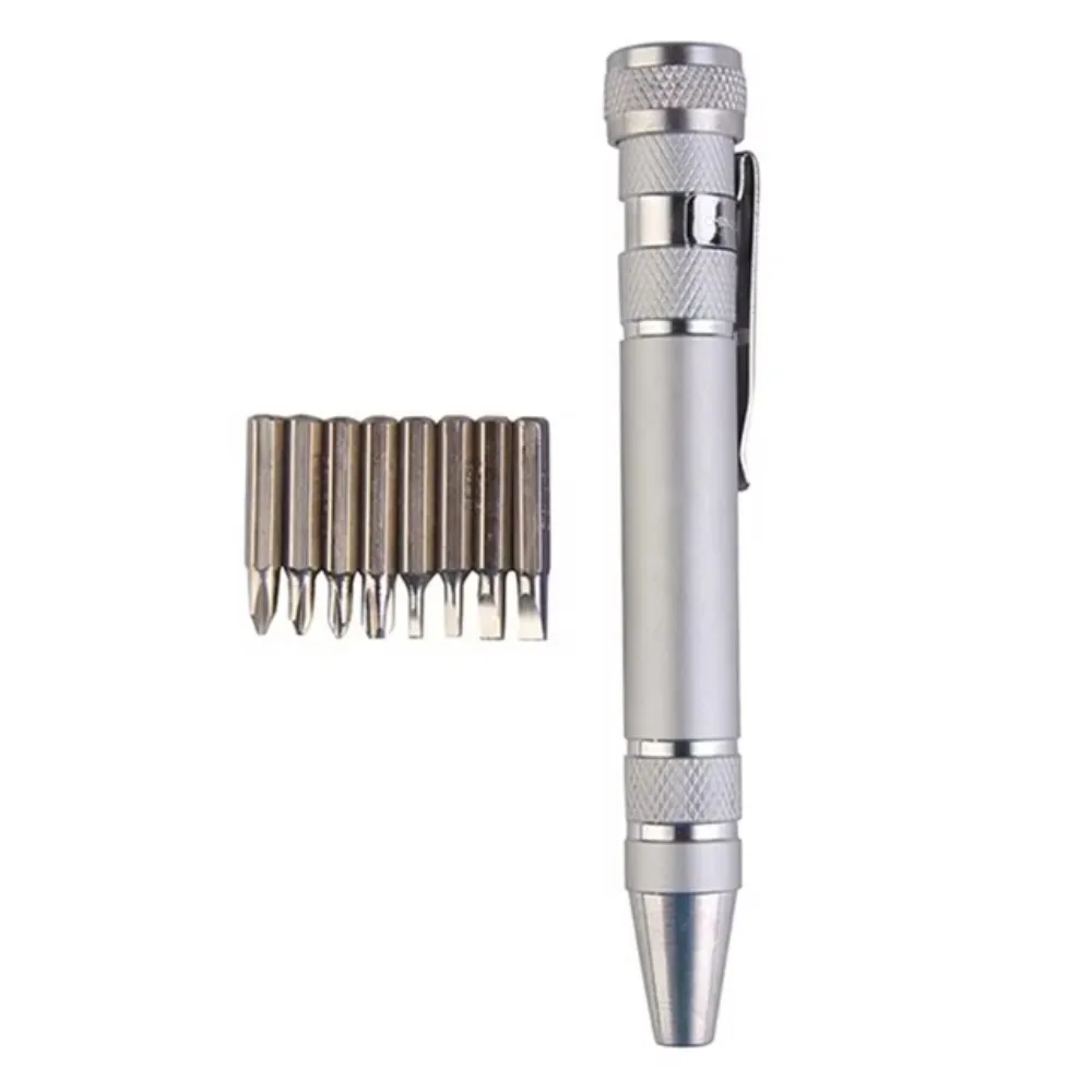 8 In 1 Pocket Screwdriver Set Magnetic Bits Changeable Bits Multitool Precision Bits Aluminum Alloy Portable Repair Tool