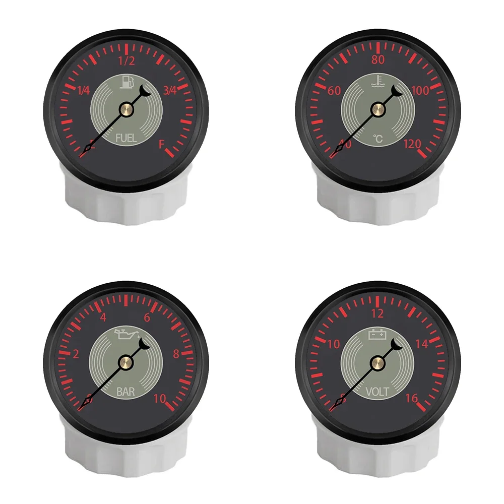 

Truck Universal 4 Gauge Set 52mm 0-190ohm Fuel Level Water Temp Oil Press Voltmeter with Red/Yellow Backlight for Car Boat 12V