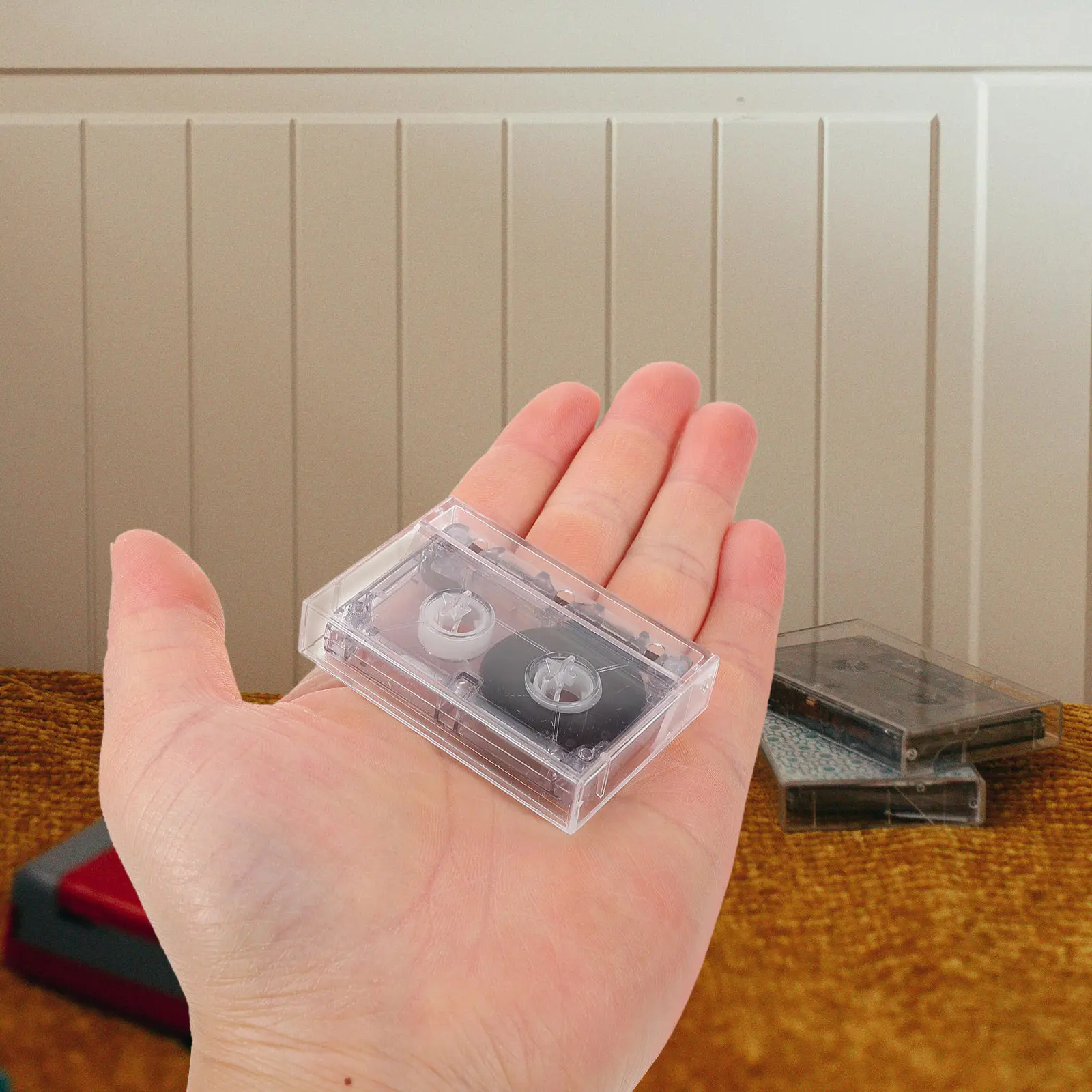 Blank Cassette Tape DIY Empty Cassette Tape Transparent Case Vintage Style for Wall Decoration Handcraft Accessory Party Use