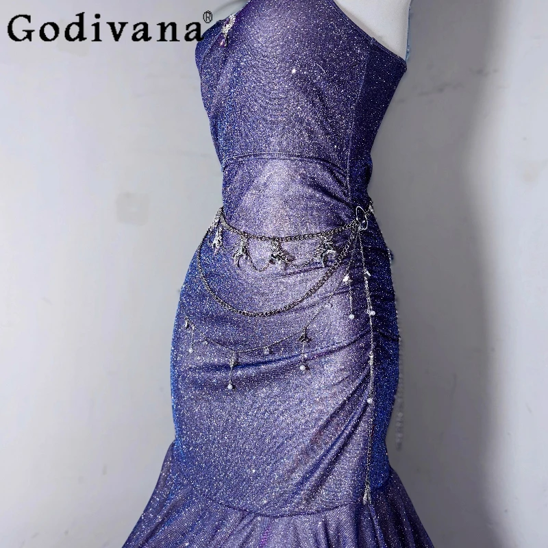 Ladies Princess Wedding Dress Original Purple Sexy Hip Wrap Fishtail Dress Women's High Waist Bodycon Party Long Dress