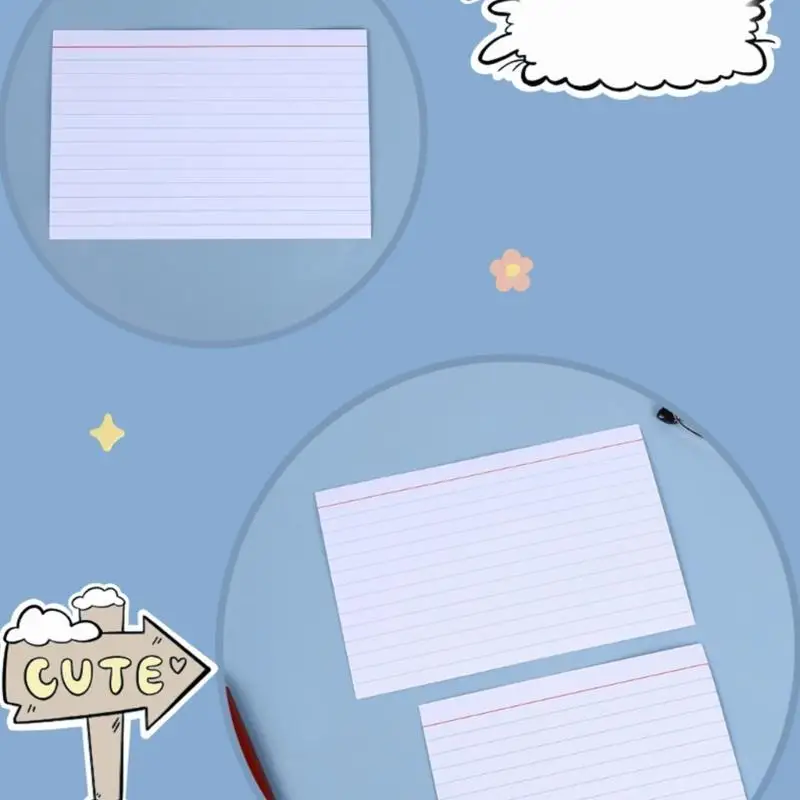 W89C 300 Blätter ausgekleidete Karteikarten zum Studium von Notizen Vokabularkarten für die Büroschule