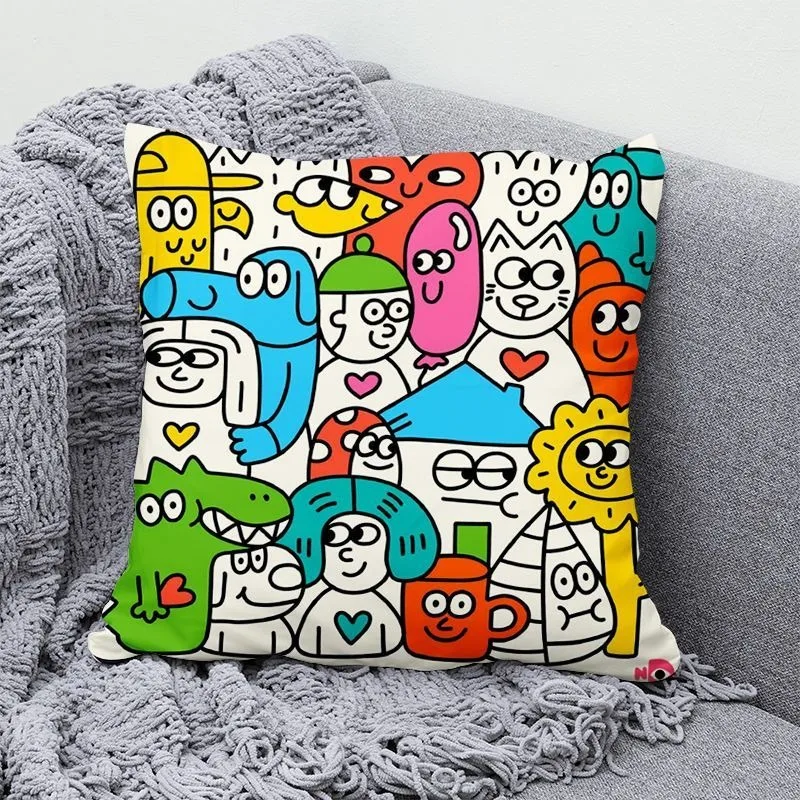 Fun Graffiti Pillowcase Dormitory Decoration Office Living Room Sofa Home Pillowcase