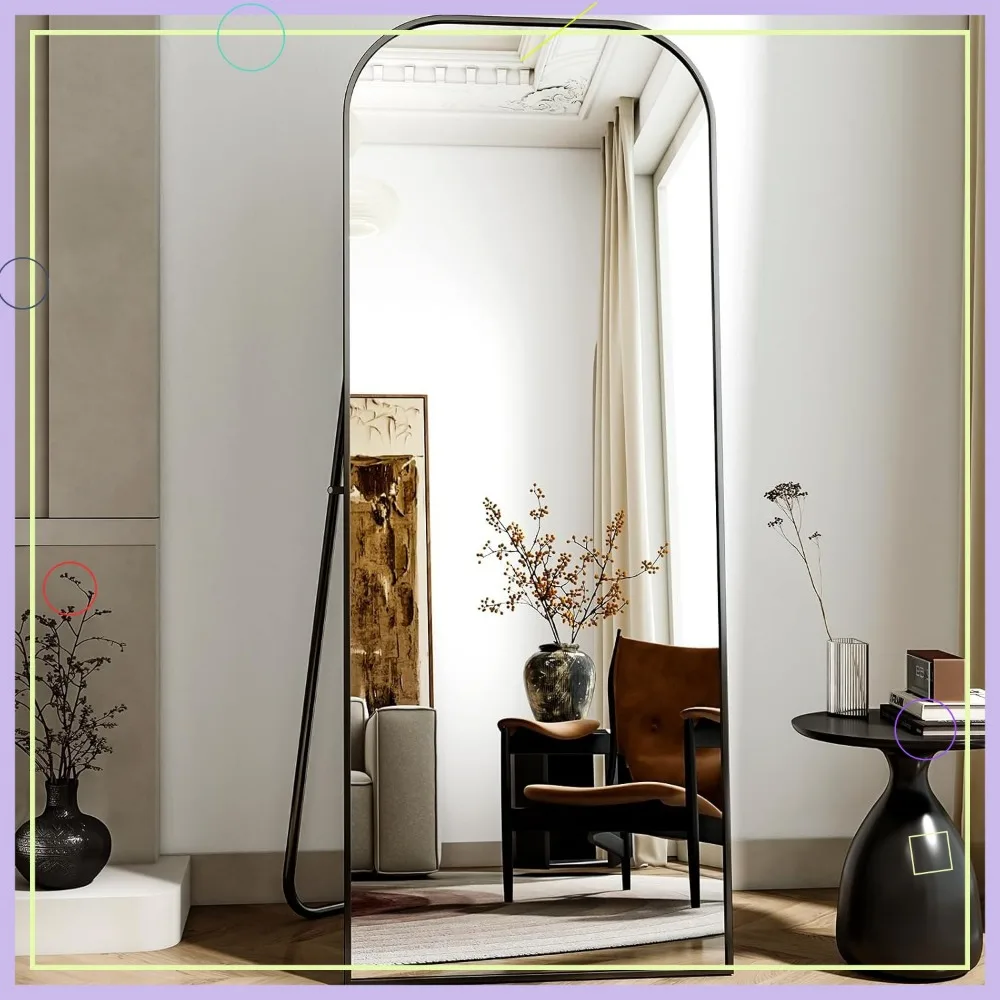 

56x21 Inch Full Length Mirror with Aluminum Frame, Wall Mountable & Freestanding for Bedroom Living Room