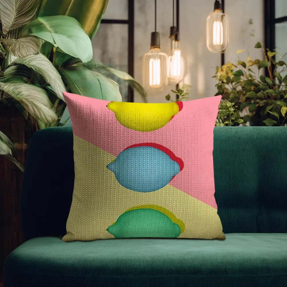 Tropical Plant Fruits Pillow Case Natural Linen Organic Fabric Double-Sided Printing Breathable Perfect for Home Decor