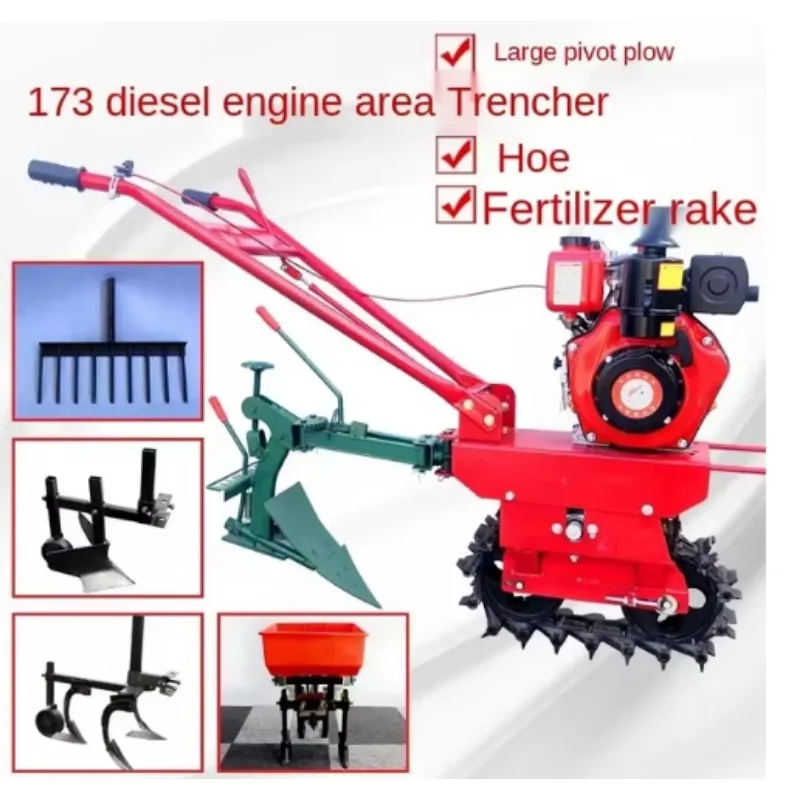 Chain Track Micro-Tiller Single Wheel Soil Preparation Machine Hard Land Furrowing Machine Fertilizer Seeder