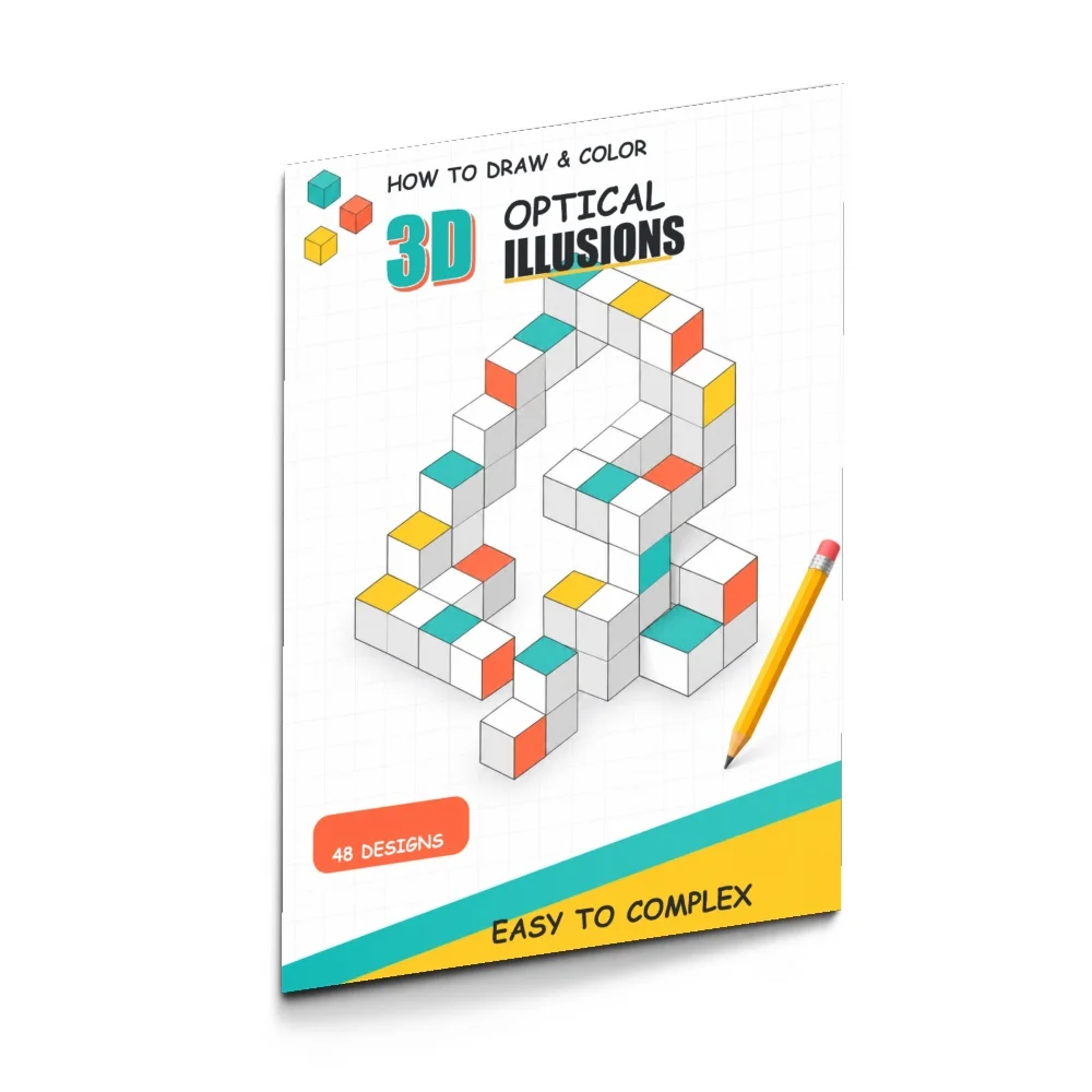 How to Draw & Color 3D Optical Illusions, 48 Designs with Perspective, Geometric Art and Step-by-Step Sketch Practice