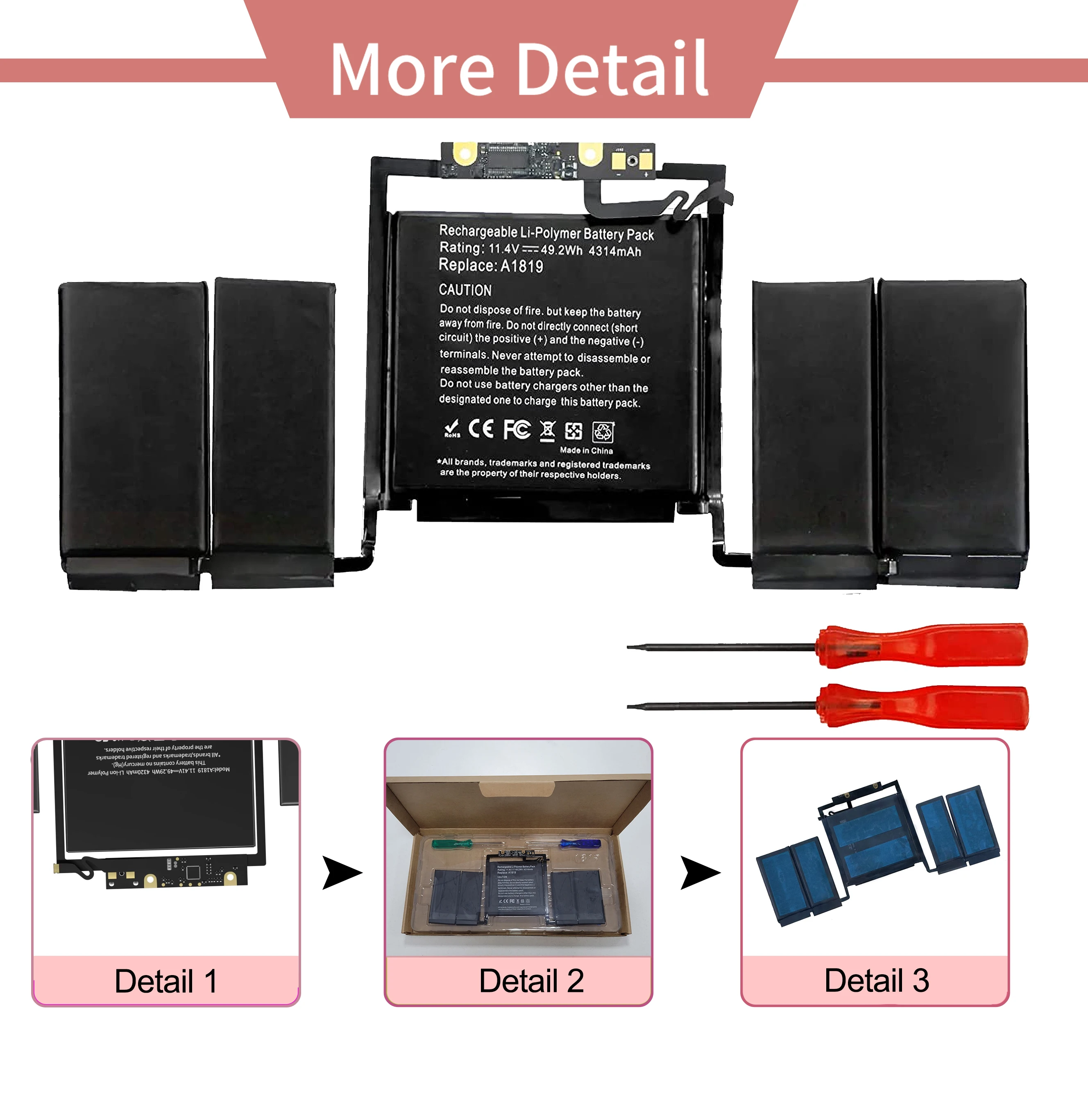 MacBook Pro 13 Battery A1819 for A1706 Touch Bar