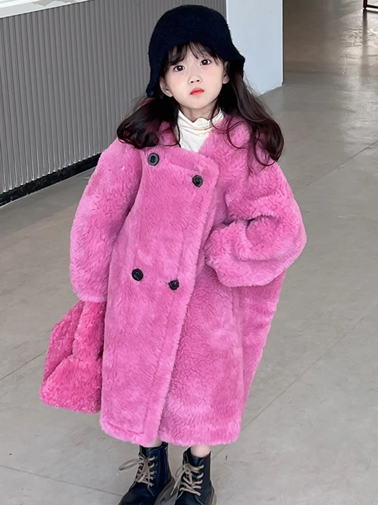 Children's Wool Coat 2022 Winter New Teddy Boys and Girls Lamb Fur Coat Baby Thickened Top