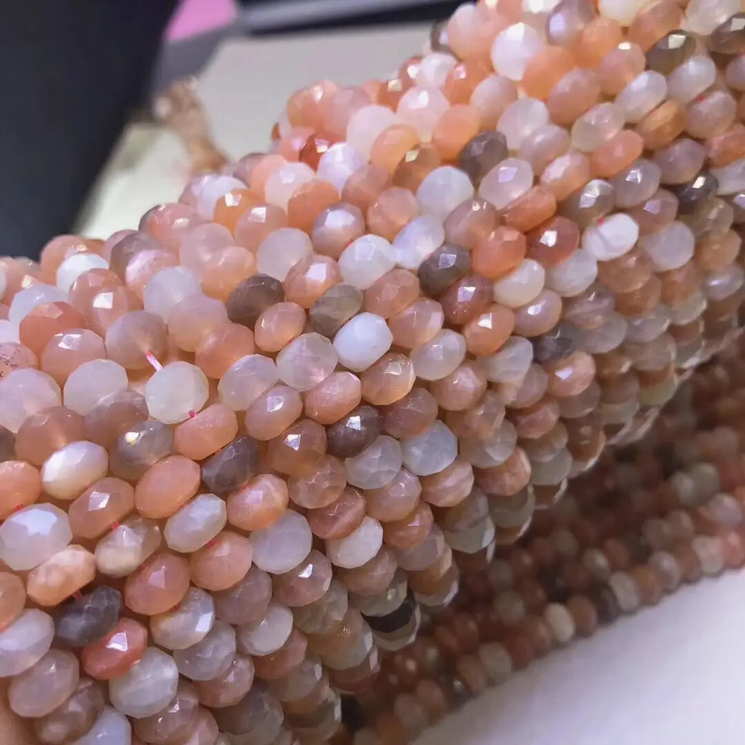 

SUNSTONE multicolor PINK roundelle faceted 6/8mm nature for making jewelry necklace 38CM FPPJ wholesale loose beads