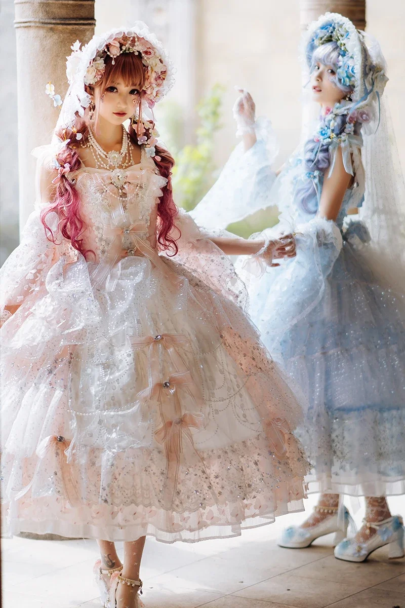 Japanese girls Tea Party Lolita dress Harajuku Court Gorgeous retro Lolita Princess Jsk dress Women's lace-up dress