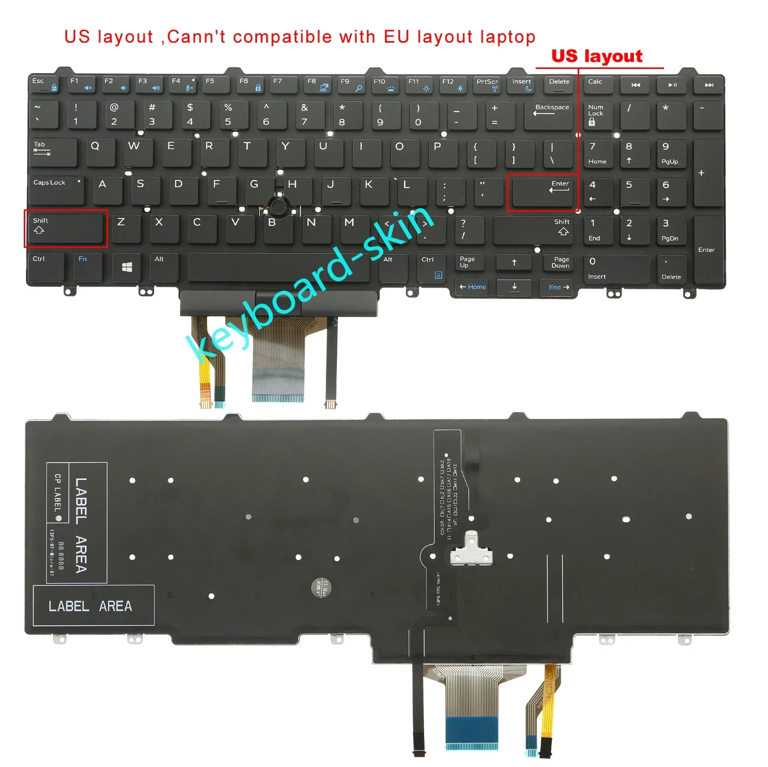 

US backlit keyboard Pointer for Dell Latitude E5550 E5570 E5580 E5590 E5591,Precision 3510 M3510 7510 M7510 7710 M7710 7520 7720