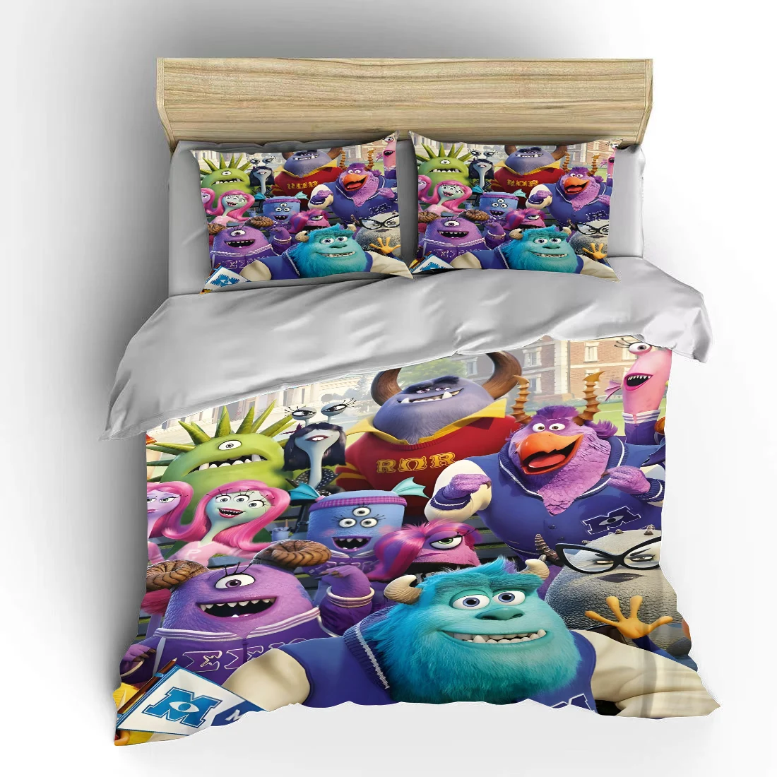 Disney Monsters Inc Cartoon Bedding Set Quilt Hello Kitty 3 Pieces Duvet Cover King Queen Size Bedclothes Children Boy Bed Decor