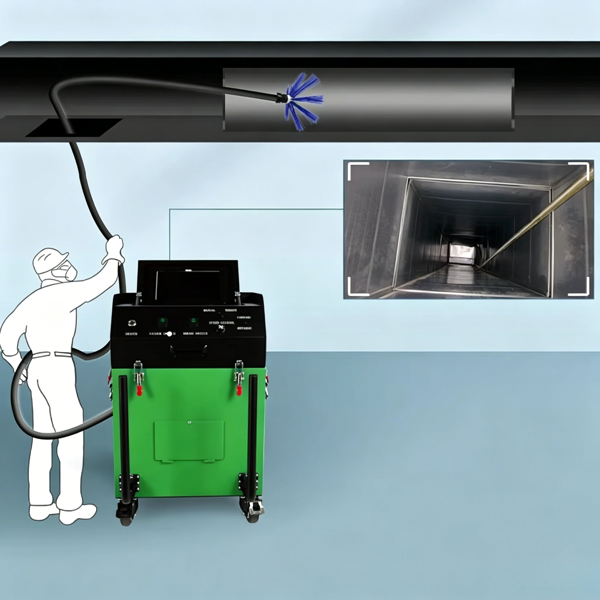 Customized Portable Industrial Duct Cleaning Machine DPF Cleaner Machine with Flexible Shaft and Tablet for Truck