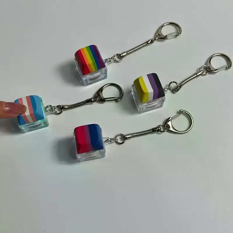 LED Color 1 Key Keyboard Key Toy Stress Relief DIY  Button Keycap Keychain Finger Keyboard Toys Relief Gifts For Adults