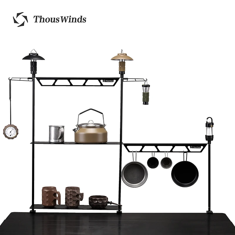 Thous Winds Multi-Layer Aluminum Storage Rack, Folding Table, Desktop Shelf, Outdoor, Tourism, Camping Supplies