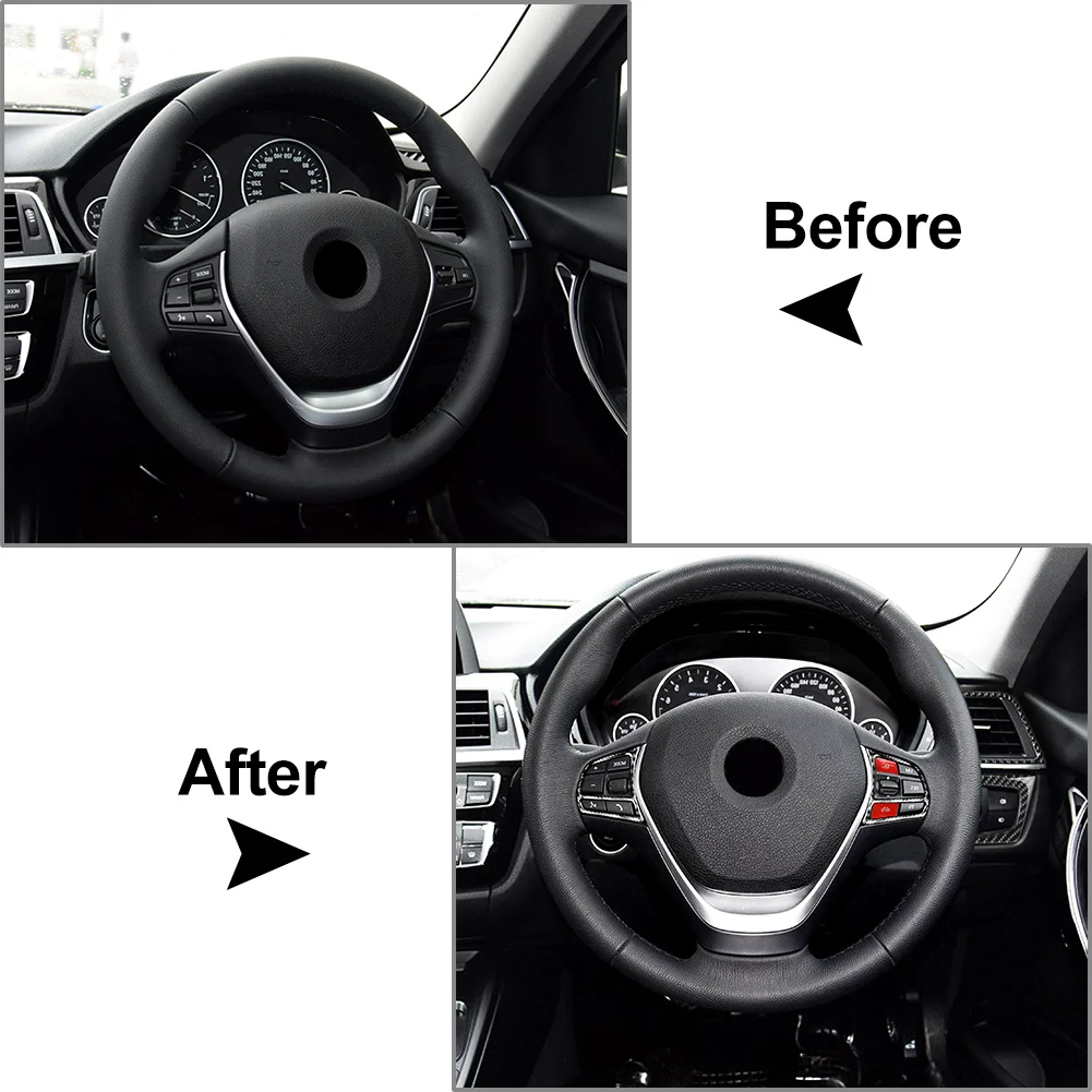 8 Pcs Car Steering Wheel & Button Trim Decoration Stickers For BMW 3 Series F30 GT F34 2013 2014 2015 2016 2017 2018 2019 RHD