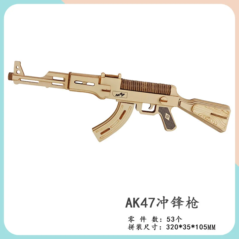 

Wooden Assembly Puzzle AK47 Rifle 3D Model Toy Gun Educational Building Toys for Children Adults Boys Gifts Home Ornaments