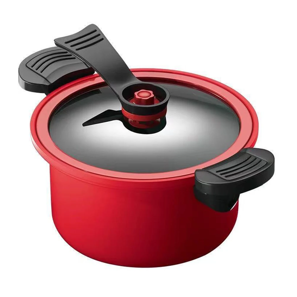 Advanced Red Thick 3.5L Non stick Pressure Pot with Micro Pressure Multi purpose Soup and Cooking Pot for Home and Kitchen -1Pcs