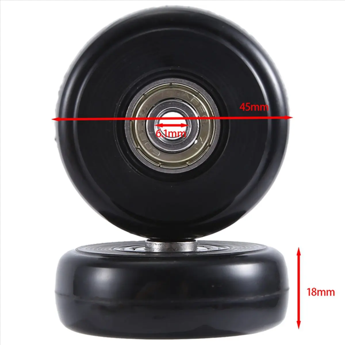 ABQR 45x18 مللي متر مجموعة من 2 عجلات بديلة لحقيبة الأمتعة ، عجلات دوارة من البولي يوريثان محامل من الفولاذ الكربوني أطقم إصلاح