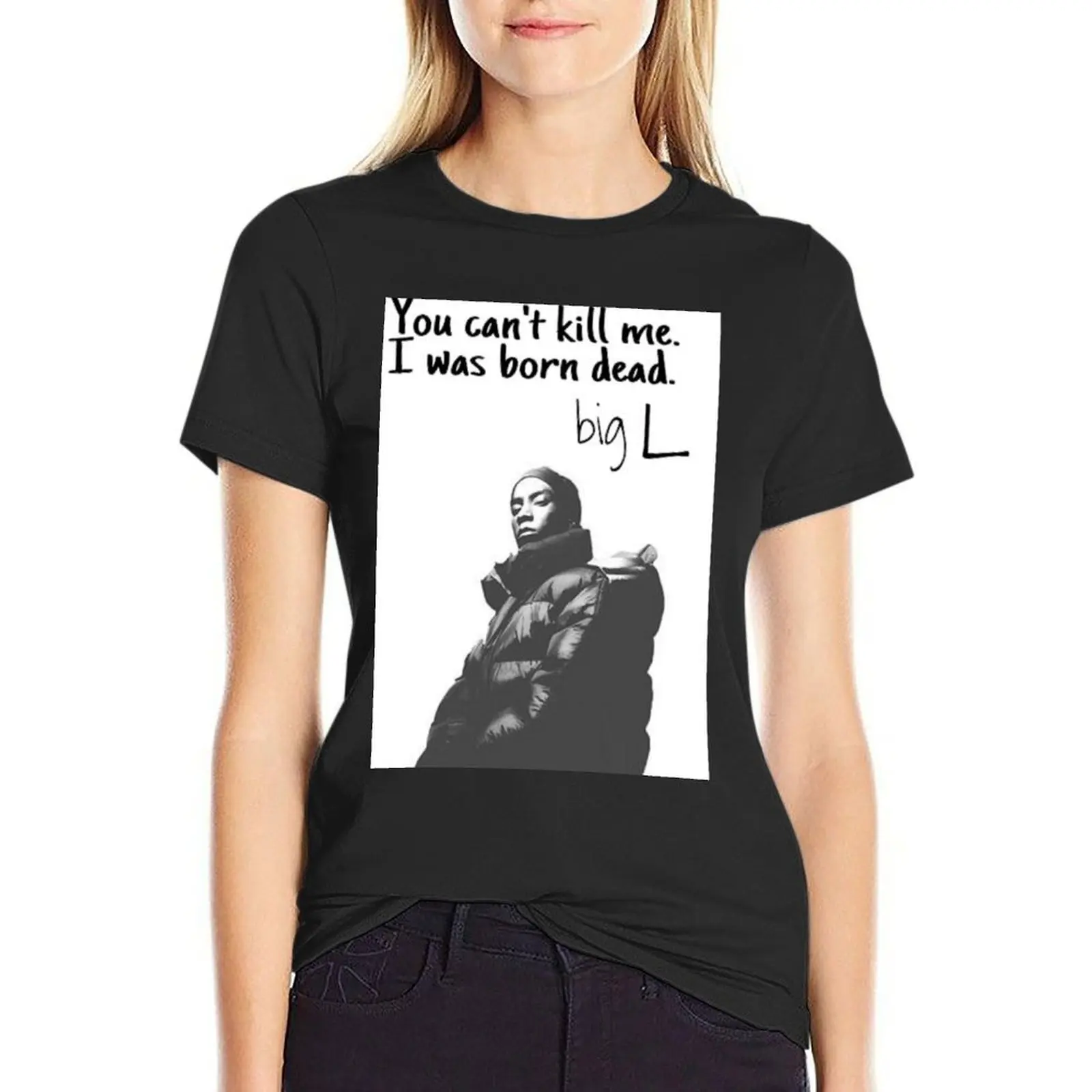 big L quote T-Shirt hippie clothes plus size tops tees Summer Women's clothing