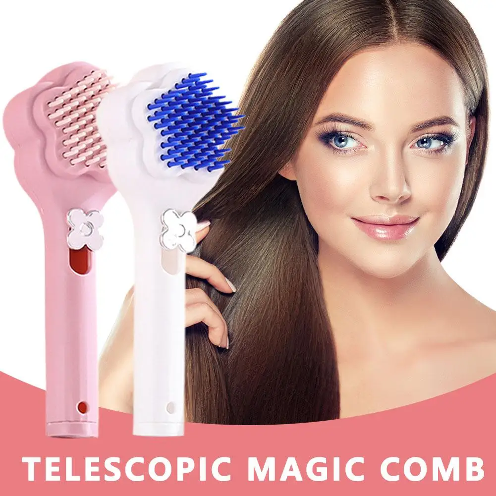 Fashion Anti-winding Retractable Massage Comb Anti-static Self-cleaning Cleaning Comb Styling Comb Tools Magic Hairdressing A5u9