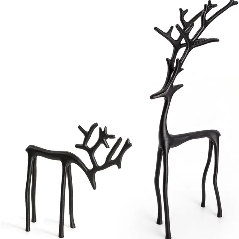 2025 Trend Christmas For Living Room Bedroom Decoration Modern Reindeer Statue Reusable Metal Deer Sculpture Tabletop Ornament