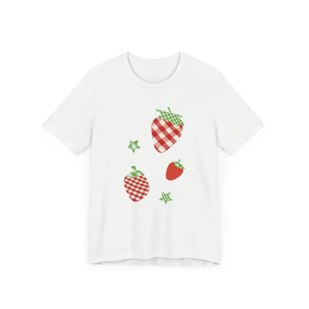 Cute Checkered Strawberry Graphic T Shirt Women Men Summer Short Sleeve Gingham Fruit Kawaii Harajuku Casual Fashion Tee Tops