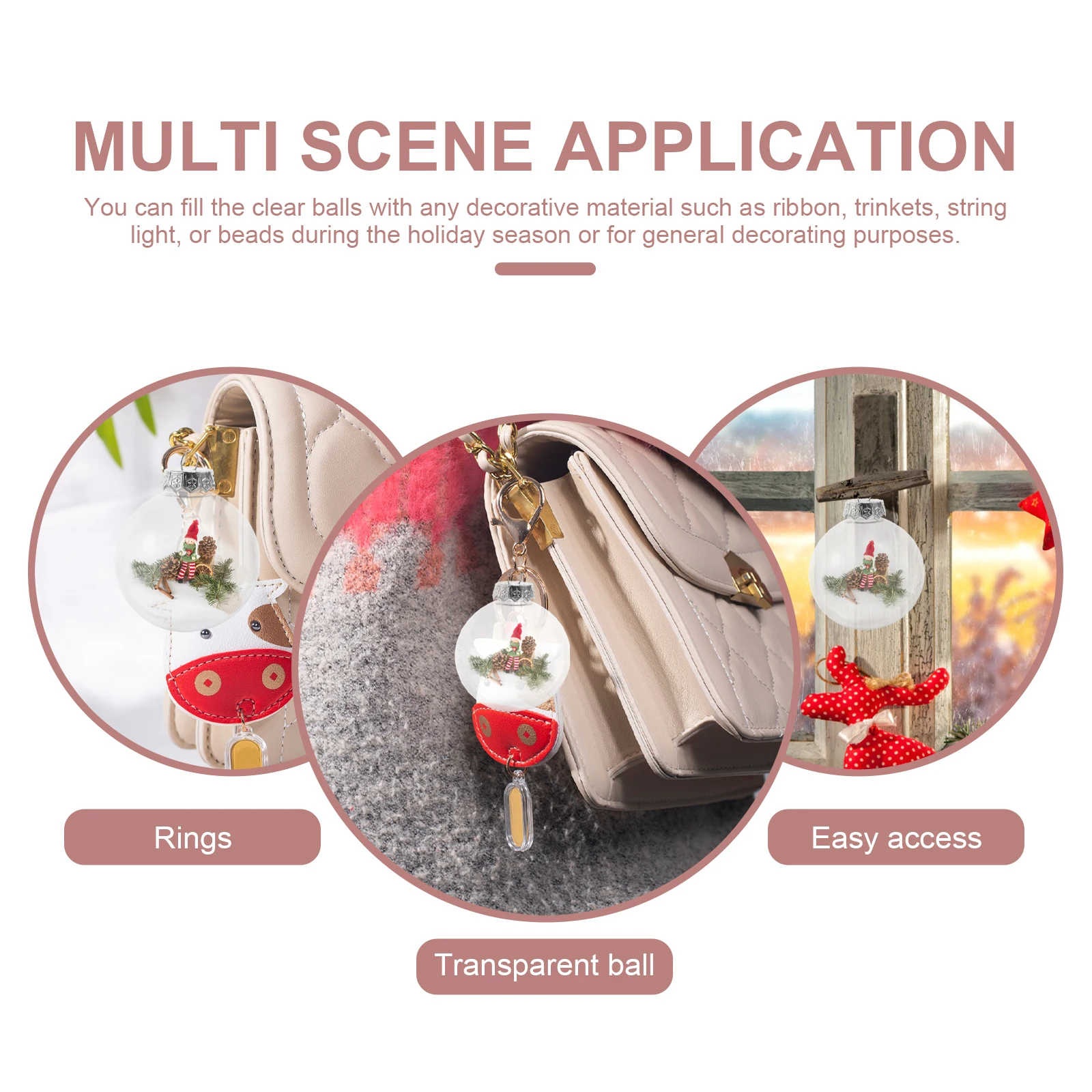 

12Pcs Transparent Clear Plastic Fillable Ornament Balls Perfect Hanging Decorations for Christmas Party Wedding