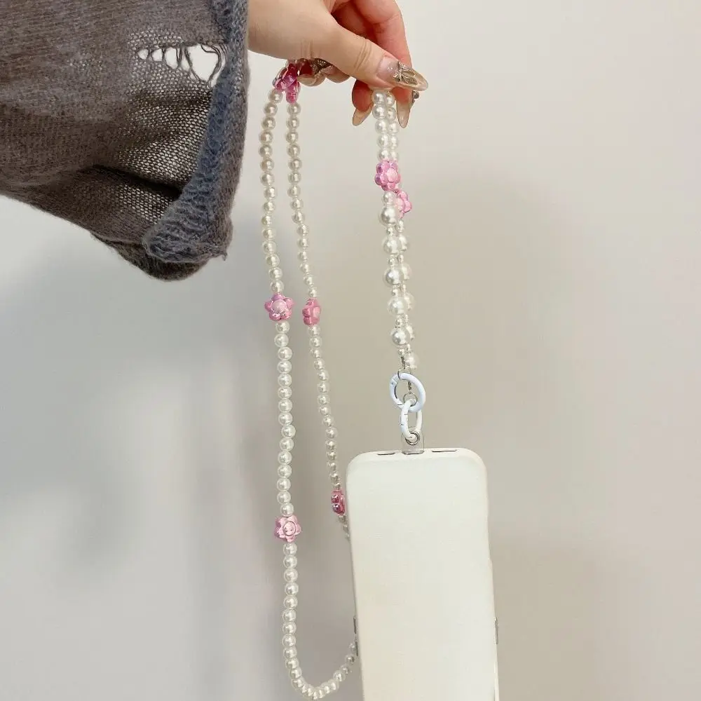 

Цветочные бусины, ремешок для телефона через плечо, сумка-цепочка, подвесная веревка, ремешок для мобильного телефона, милые длинные шейные ремни для телефона, ремешок с нашивкой