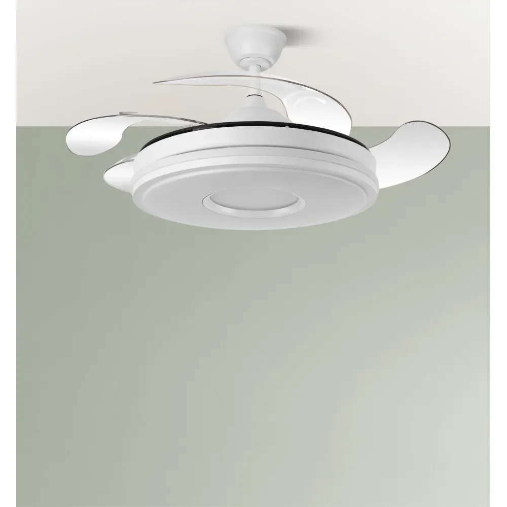 Ventilador Dc Dani 59w 6980lm Blanco 4 aspas 6 velocidades 106d 3000-4200-6500k Remoto+Regulador de Intensidad+memoria+temporizador 24