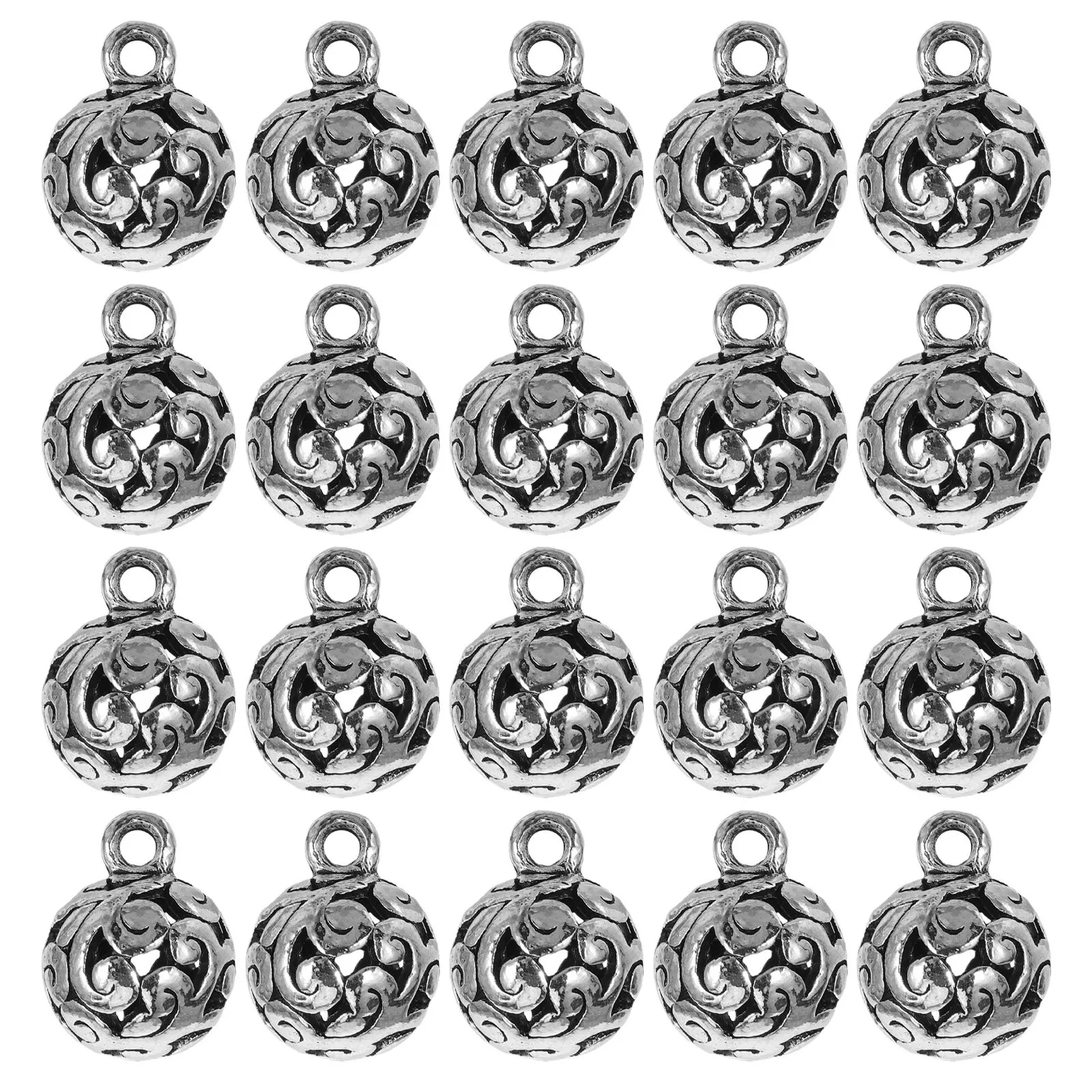 50Pcs Hollow Flower Ball Charms Vintage Alloy Hollow-Out Charms DIY Jewelry Making Pendants Earrings Bracelets Necklaces