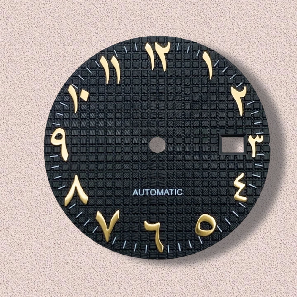 31,8 mm S-Logo-Zifferblatt aus arabischer Eiche, passend für NH35-Automatikwerk, kein leuchtendes, hochwertiges Uhrenmodifikationszubehör