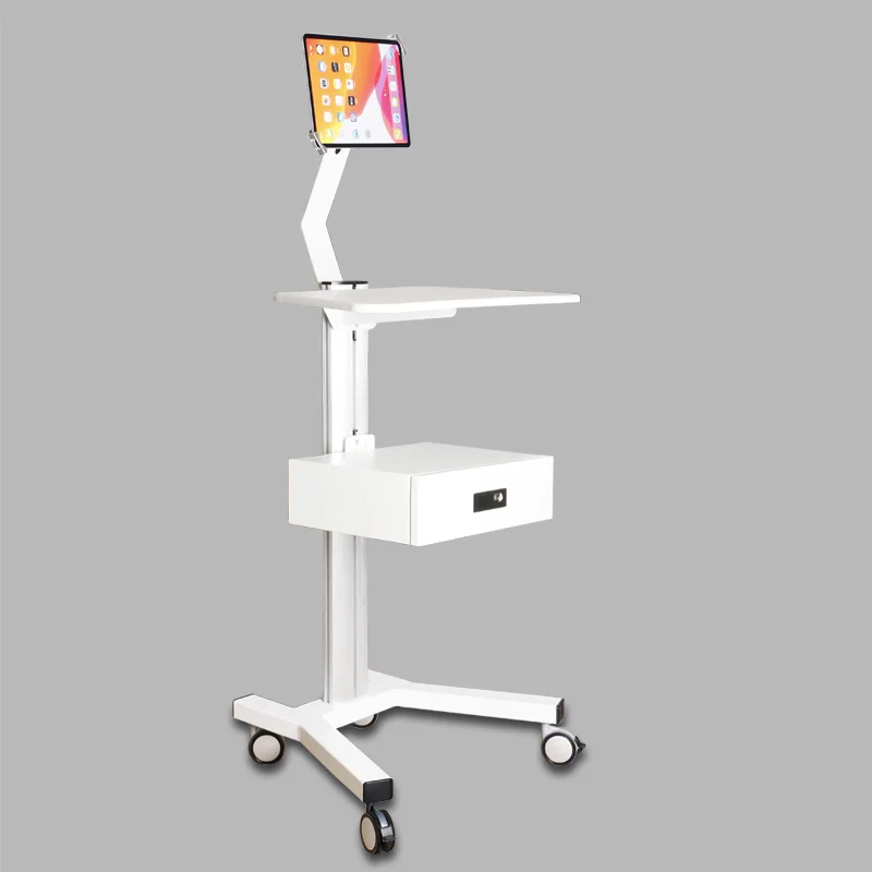 Adjustable Manual Mobile Tablet Workstation L Alu. Profile Modern Design Multi-Function Use-for Hospital Warehouse Living Room