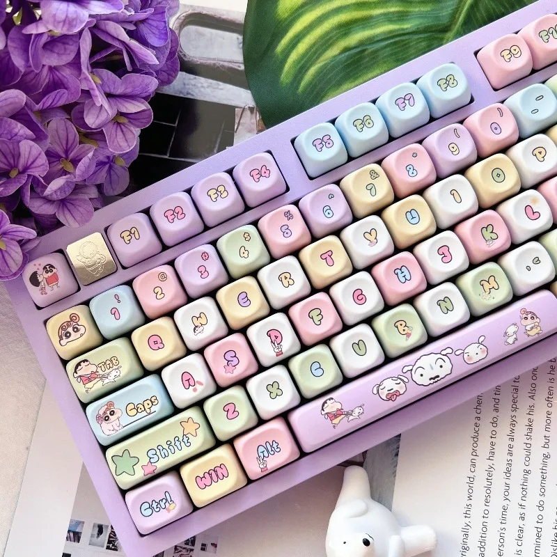 Crayon Shin Chan Moa Height Keycaps Mechanical Keycaps Customized Personalized Cute Pink Heat Sublimation Pbt Keycaps Girl Gift