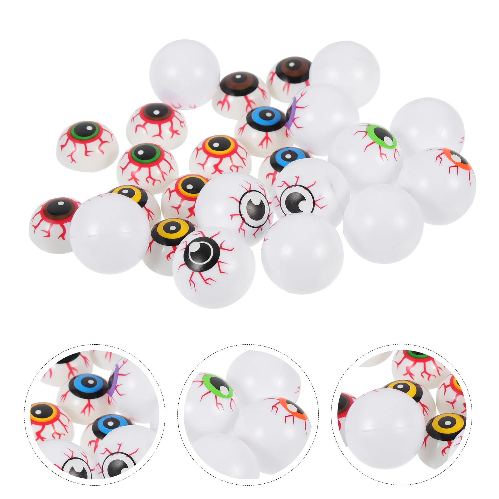 24 Pcs Bounce Toy Artificial Bloodshot Eyeball Interesting Fake Eyes Halloween Supplies Decorate Portable Props Horror Prizes