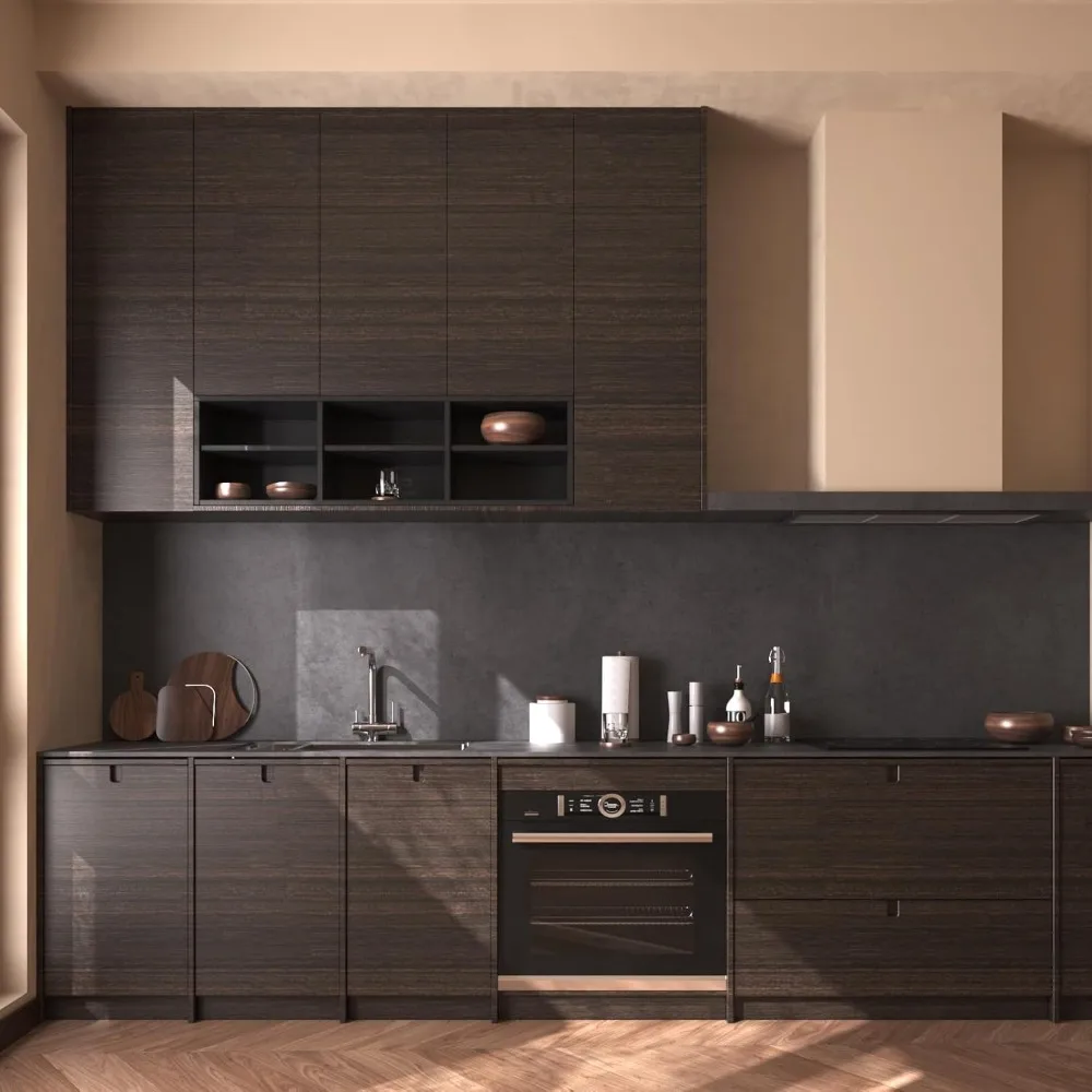 ورق جدران قابل للتقشير واللصق من الخشب الداكن، غطاء كونترتوب مقاوم للماء، 32 × 35.4 للمطبخ، حجم واسع من الخشب المقاوم للماء #5