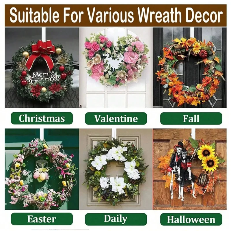 1/2/4 Stück Weihnachts-Blumenkranz-Aufhänger für die Tür, nagelfreier, wiederverwendbarer Türhaken, Weihnachts- und Oster-Aufbewahrungskranz-Aufhänger – Detail 3