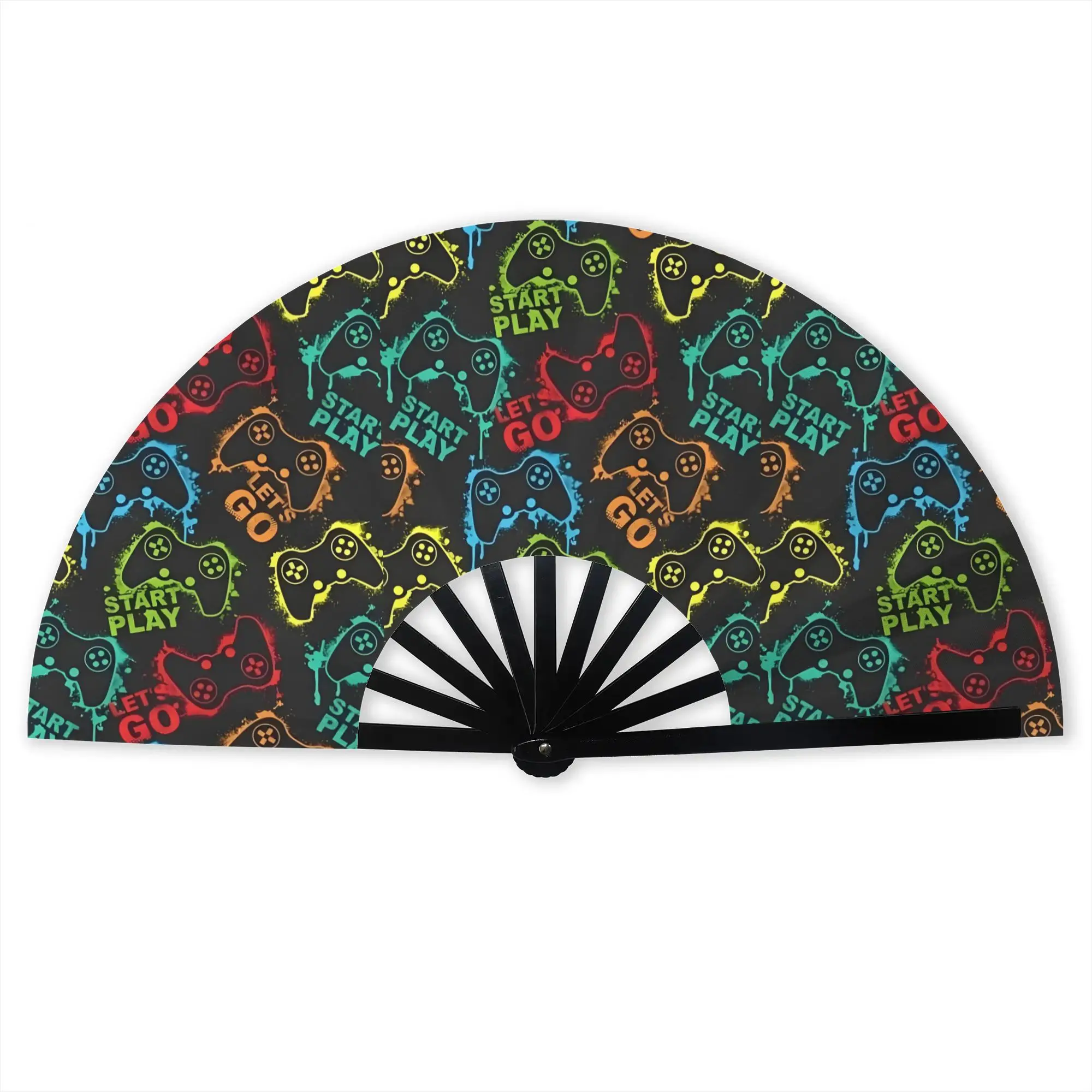 Joystick With Colored Contour Hand Fan Promotional Gift Party Video Game Controller Durable Folding Fans Novelty Bulk Pack Fan