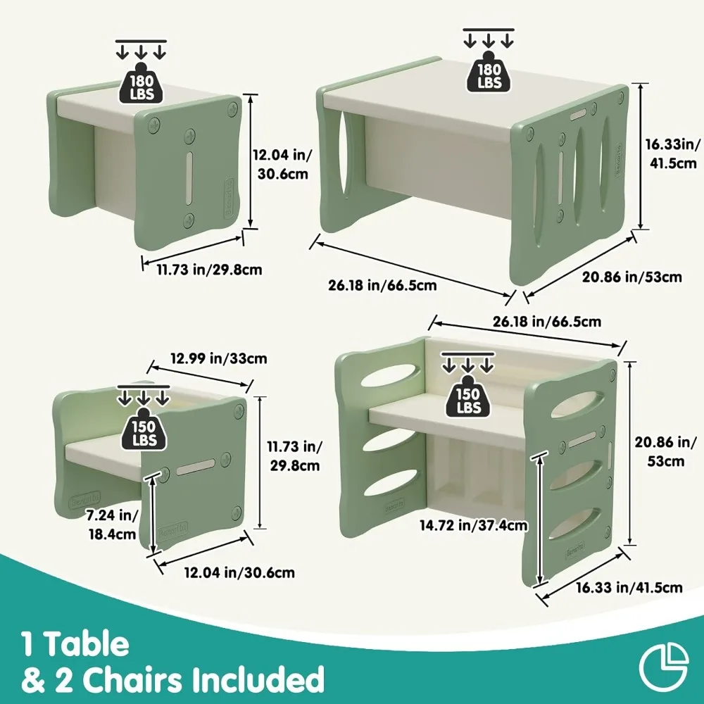 مجموعة طاولة للأطفال وكرسيين ، طاولة نشاط بلاستيكية للقراءة ، الفنون ، الحرف اليدوية ، الواجبات المنزلية ، أثاث مونتيسوري