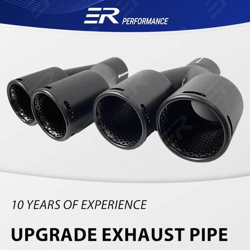 

ER Upgrade Matte Black Stainless Steel Exhaust Tips Double Outlet for Universal Car Muffler Tail Tips modification