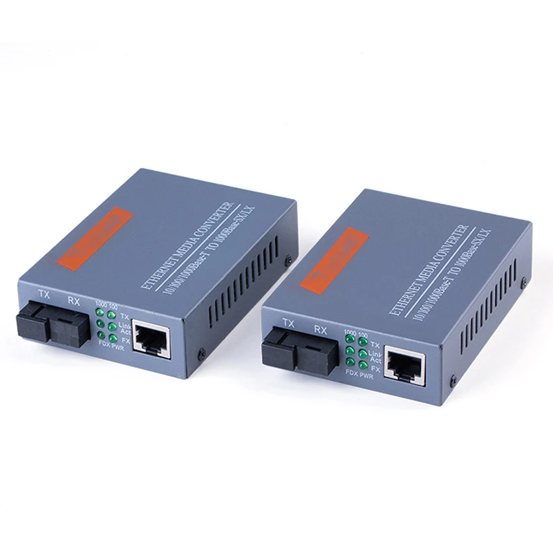 1Pair HTB-GS-03 A/B Gigabit Fiber Optical Media Converter 1000Mbps Single Mode Single Fiber SC Port 20KM External Power Supply