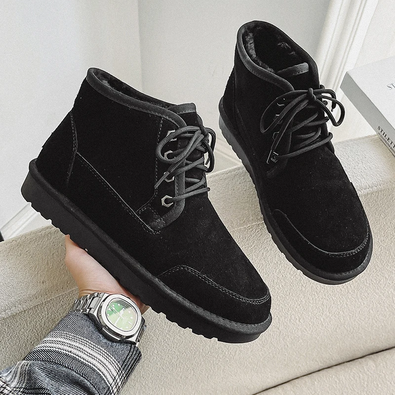 Men Boots Snow Casual High Top Boots Male Winter Plush Shoes For Men Fashion Ankle Boots Shoes Men Footwear Men\'s Work Shoes