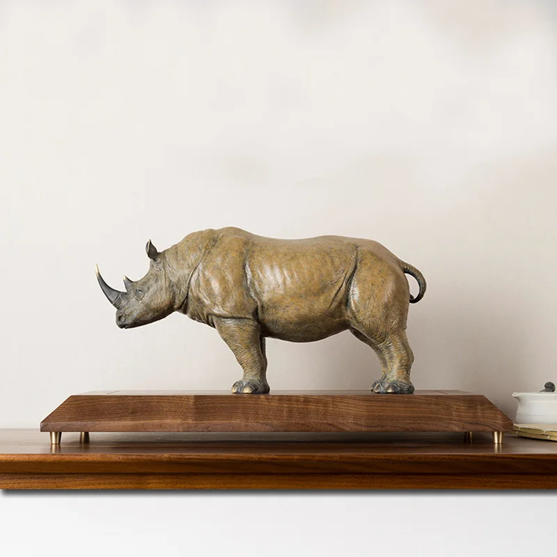 

home Company shop OFFICE luxury high grade Good luck Africa Rhinocero Mascot bring wealth money thriving business bronze statue