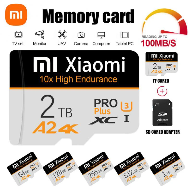 Cartão de Memória de Alta Velocidade, 2TB, 1TB, Cartão Flash, 128GB, 256GB, 512GB, U3 A2, Micro SD para Telefone