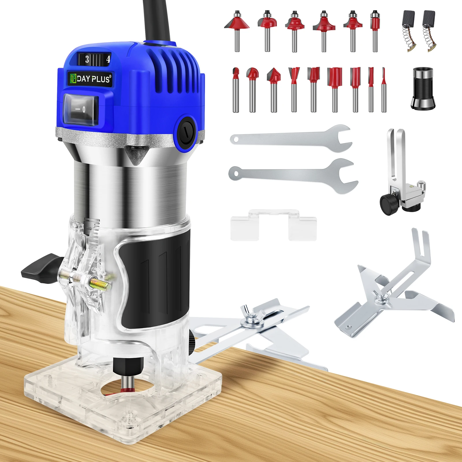 Fräsmaschine, Holzbearbeitungs-Handfräse mit Trimmer, elektrischer Trimmer, Holzfräse, Trim Power Routers Tool 900 W