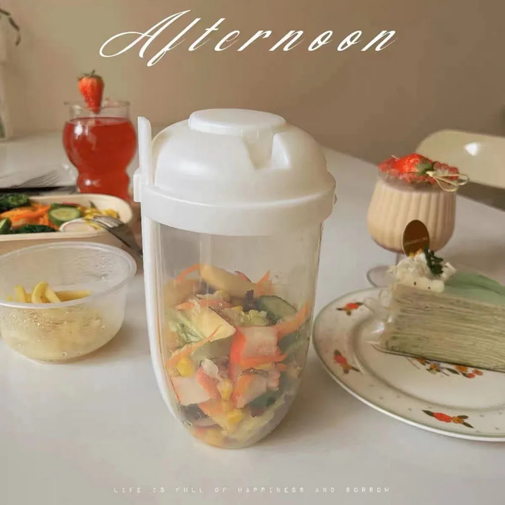 Bottle Salad Container Bottle-Shaped Bento Salad Bowl For Lunch Carry To Go Salad Box With Fork And Sauce Cup Kitchen Accessorie 6