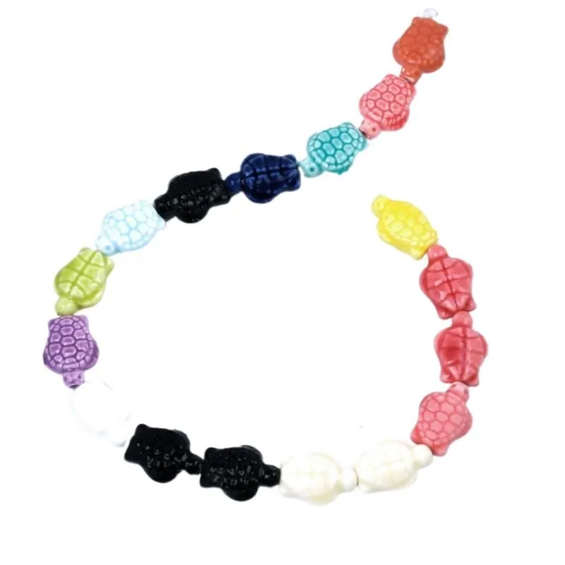 光沢のある釉セラミックタートル型ルーズビーズキット,手作りの磁器,手作り,ジュエリー作り,工芸品,10個